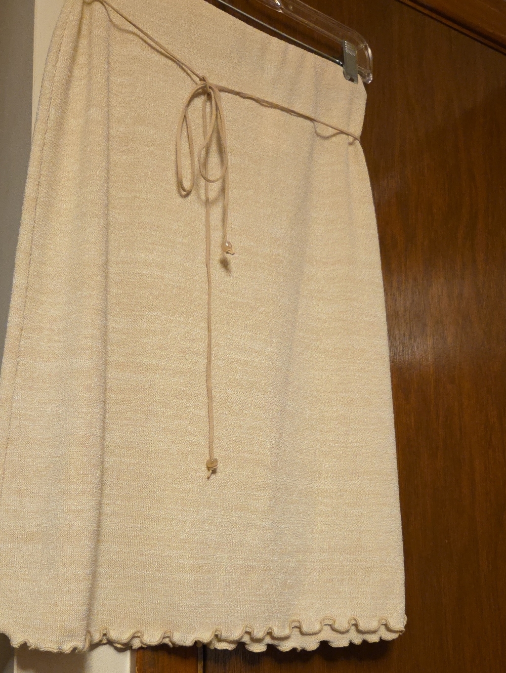 JUNIORS Beige Knit Drawstring Elastic Waist Skirt